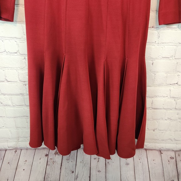 Aquilano Rimondi Made in Italy 3/4 Sleeve Wool Blend Pleated Dress Women's 42-M - Picture 6 of 15